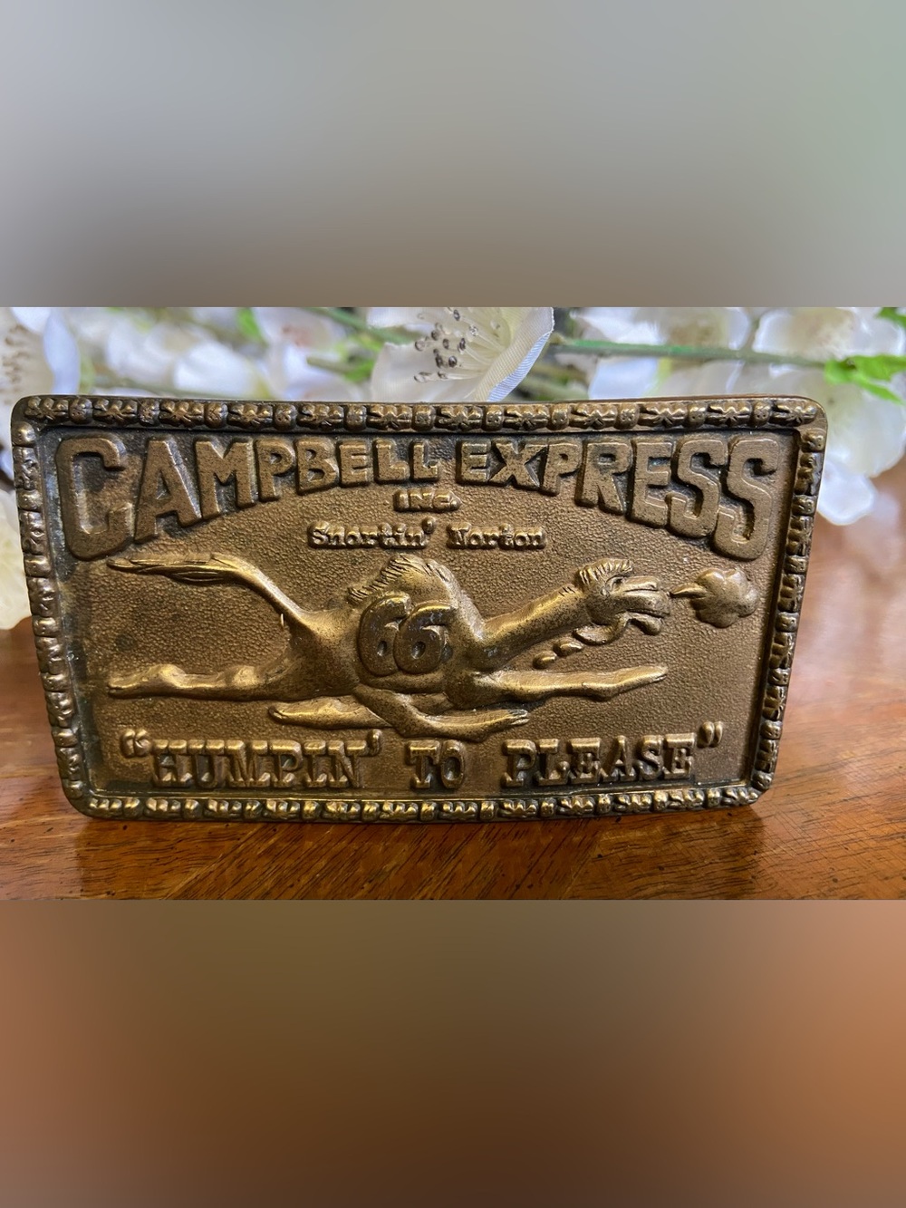 Belt Buckle Vintage Brass “Humpin’ to Please” Snorting’ Norton Rare